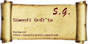 Simonfi Gréta névjegykártya